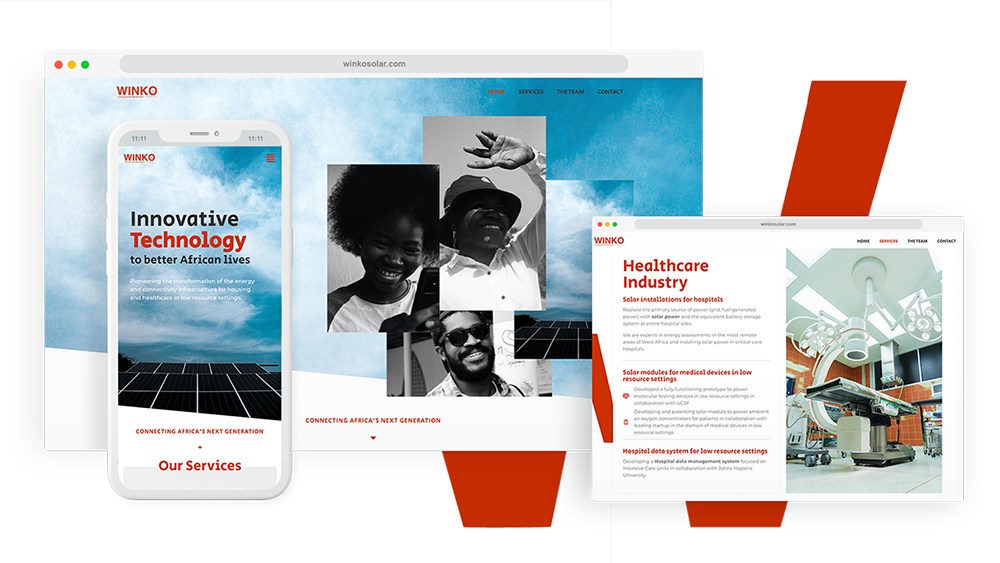 Diseño web para empresa de energía solar en áfrica
