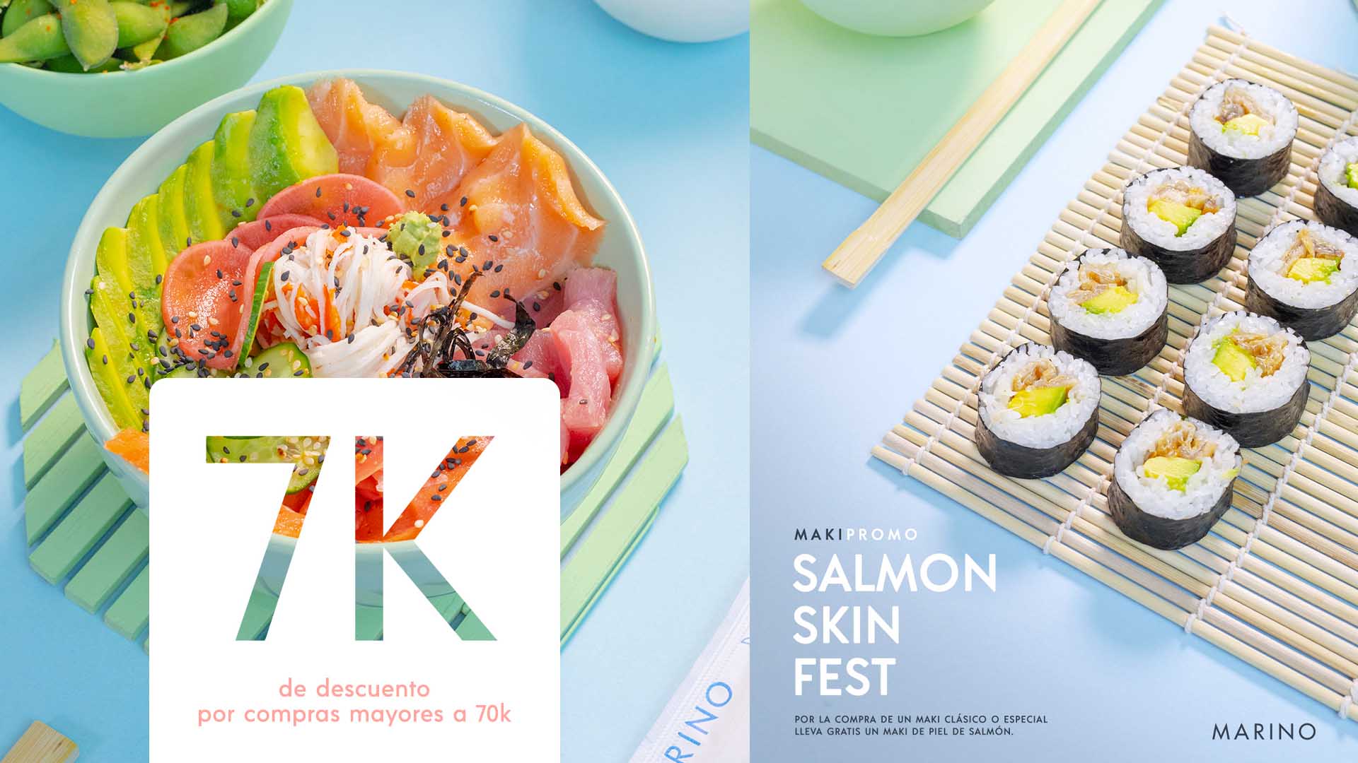 Fotografía de Bowl de Salmón y sushi de aguacate