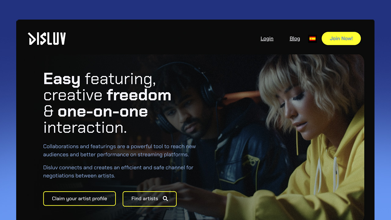 diseño web para aplicación de colaboración musical