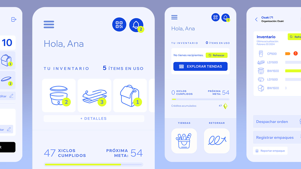Pantallas de diseño UIUX para Xiclo