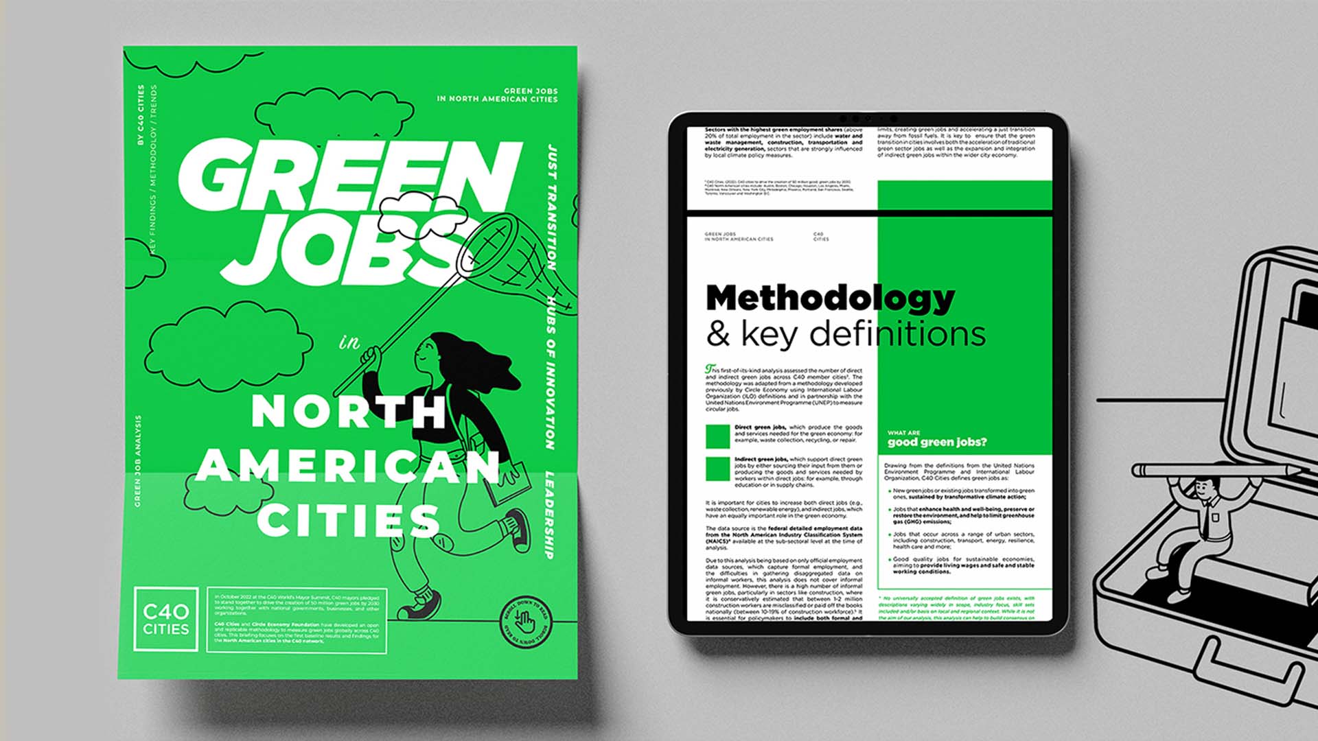 Diseño editorial Green Jobs para c40