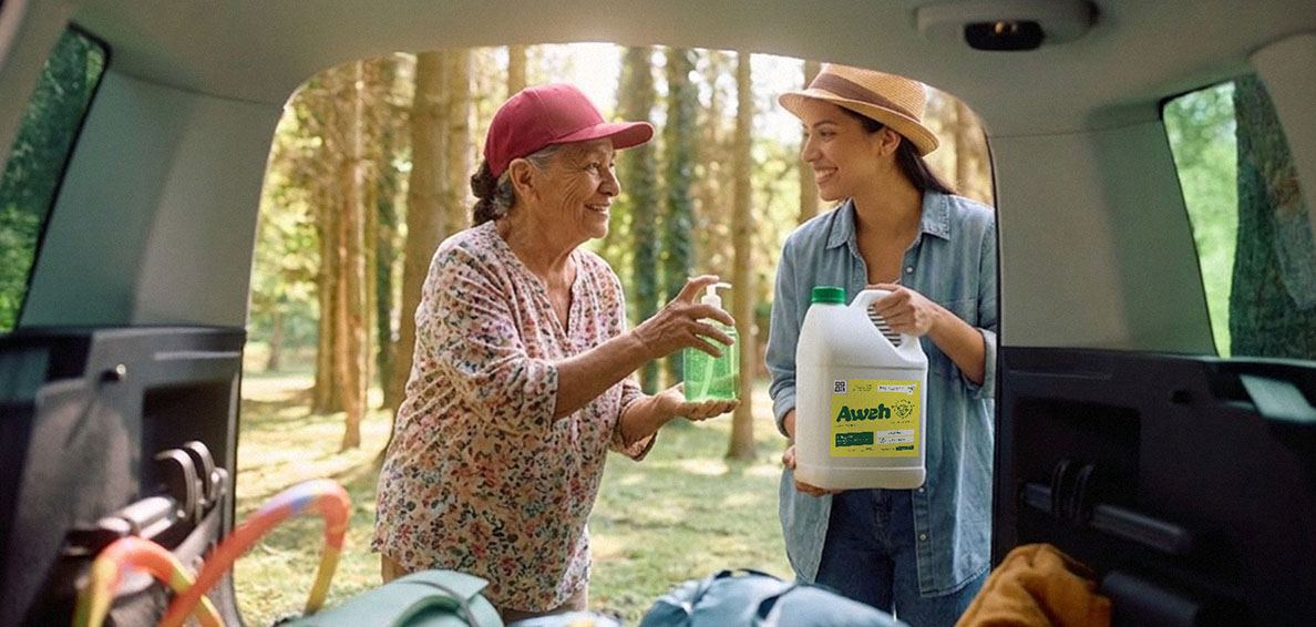 Fotografía Abuela e hija con productos de limpieza Aweh por Epigrama Studios