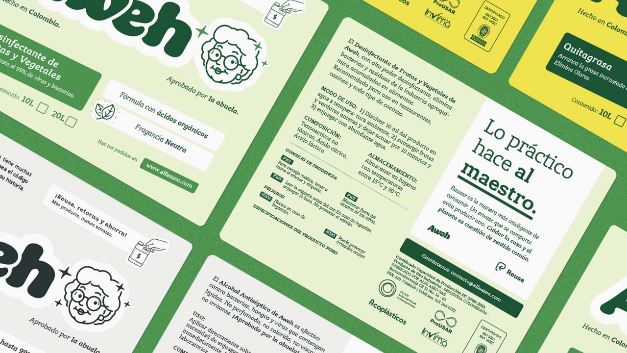 Branding Etiquetas Aweh por Epigrama Studios