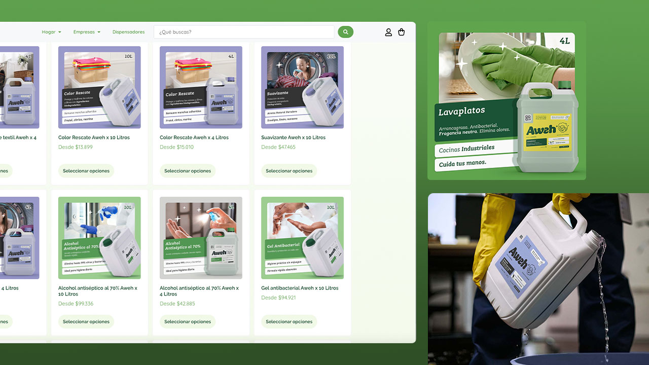 Ecommerce Aweh y Alfe aseo por Epigrama Studios