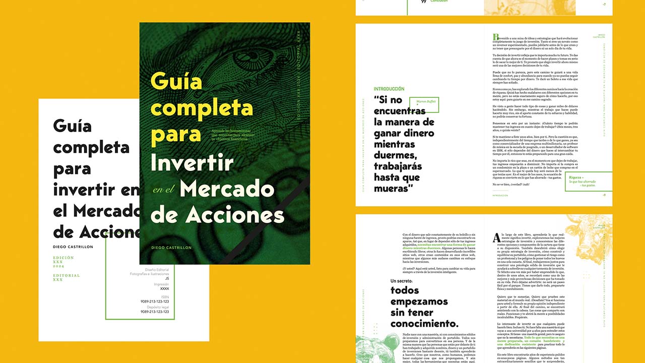 Diseño editorial Guia para invertir en el mercado de acciones por Epigrama Studios